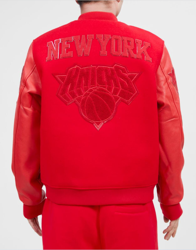 Triple Red New York Knicks Pro Standard Logo Mashup Wool Varsity Heavy Jacket