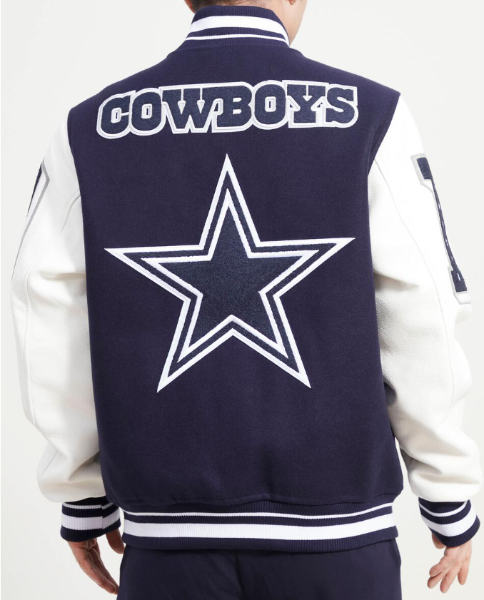 Navy Blue Dallas Cowboys Pro Standard Mashup Logo Wool Varsity Heavy Jacket