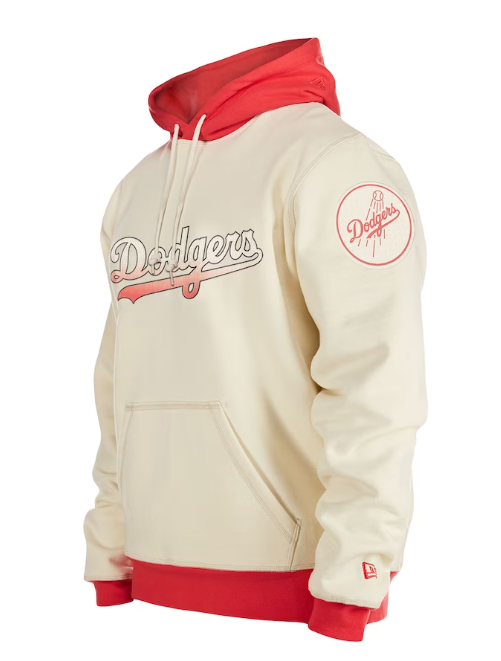 Off White Los Angeles Dodgers New Era Lava Red Color Pack Team Front & Back Pullover Hoodie