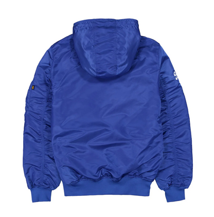 Royal Blue Knicks Alpha Industries X New Era L-2B Hooded Bomber Jacket
