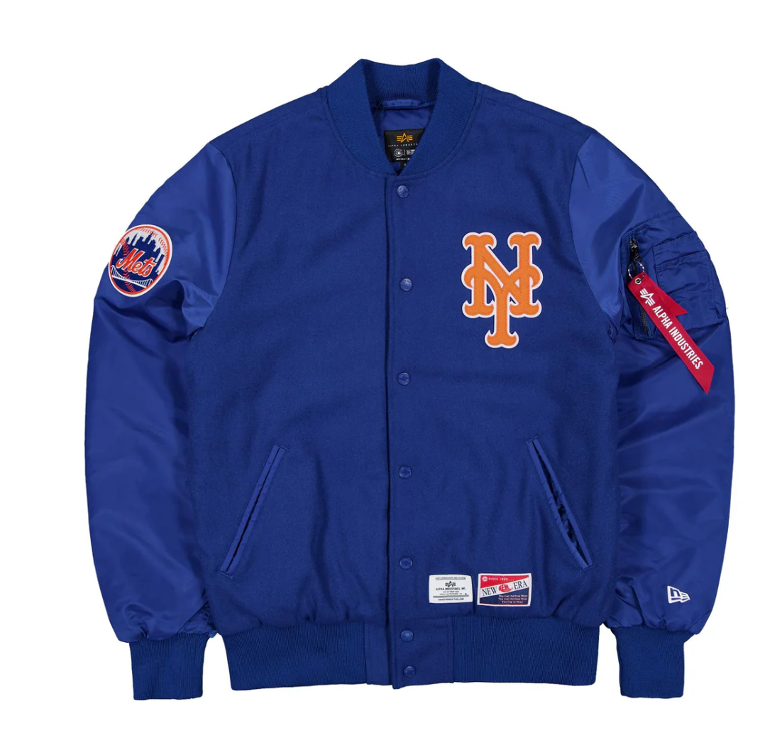 Royal Blue New York Mets Alpha Industries X New Era MA-1 Wool Varsity Jacket