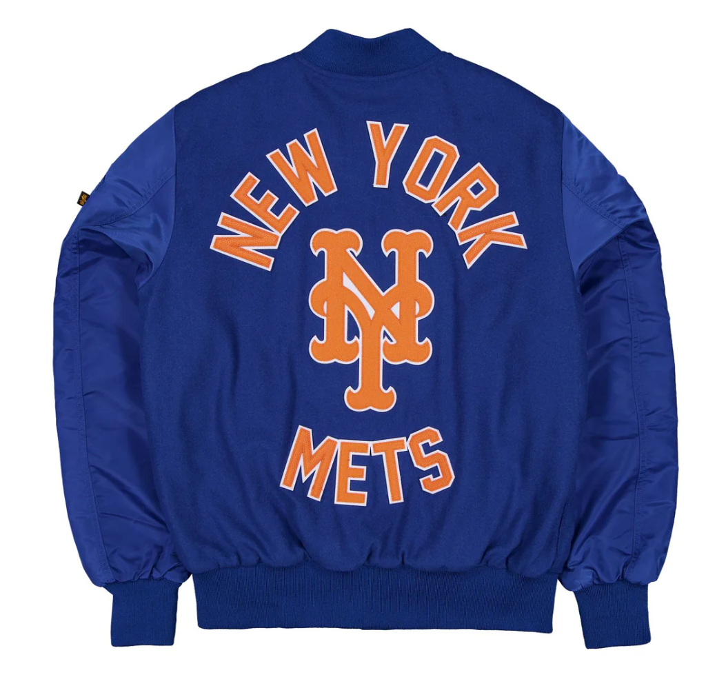 Royal Blue New York Mets Alpha Industries X New Era MA-1 Wool Varsity Jacket