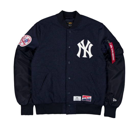 Navy Blue New York Yankees Alpha Industries X New Era MA-1 Wool Varsity Jacket