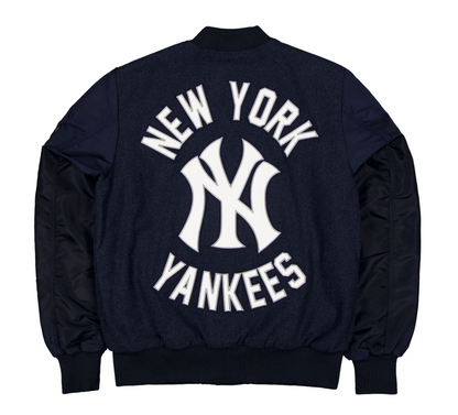 Navy Blue New York Yankees Alpha Industries X New Era MA-1 Wool Varsity Jacket