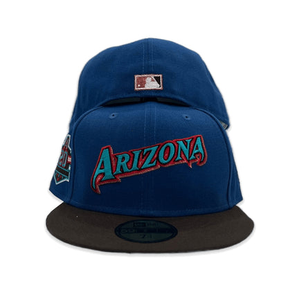 Sea Blue Arizona Diamondbacks Brown Visor Teal Bottom 20th Anniversary Side Patch New Era 59Fifty Fitted