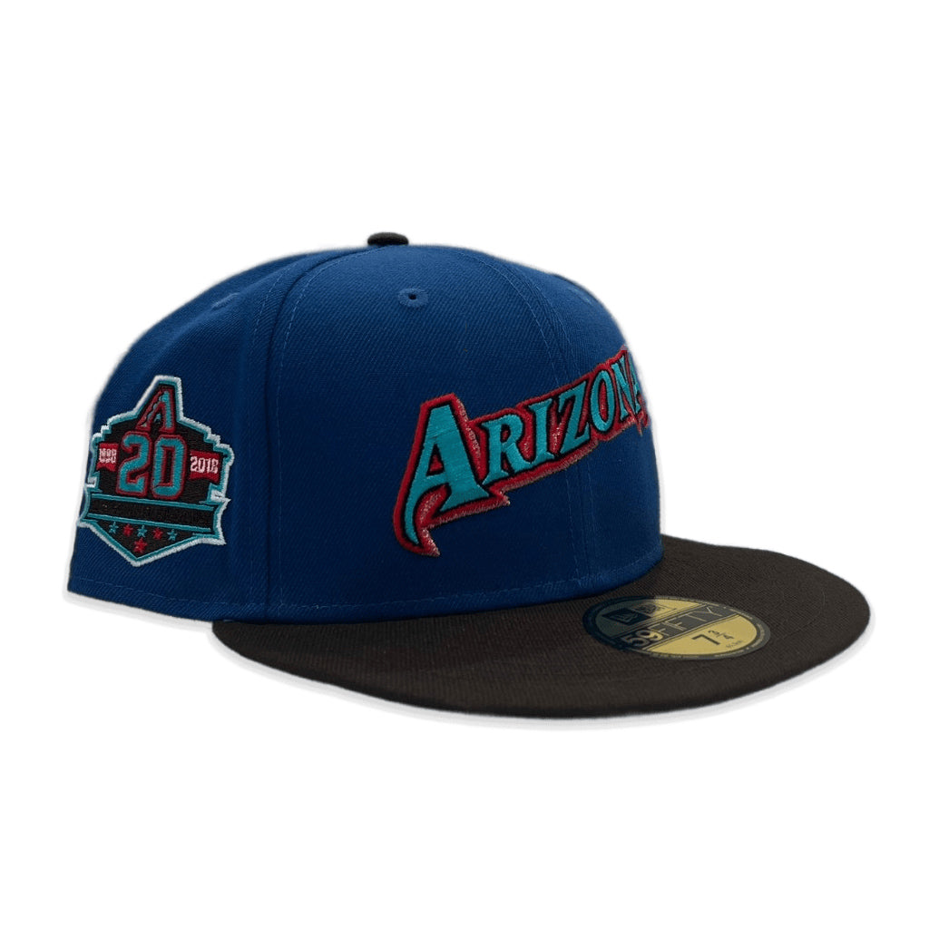 Sea Blue Arizona Diamondbacks Brown Visor Teal Bottom 20th Anniversary Side Patch New Era 59Fifty Fitted