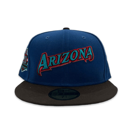 Sea Blue Arizona Diamondbacks Brown Visor Teal Bottom 20th Anniversary Side Patch New Era 59Fifty Fitted