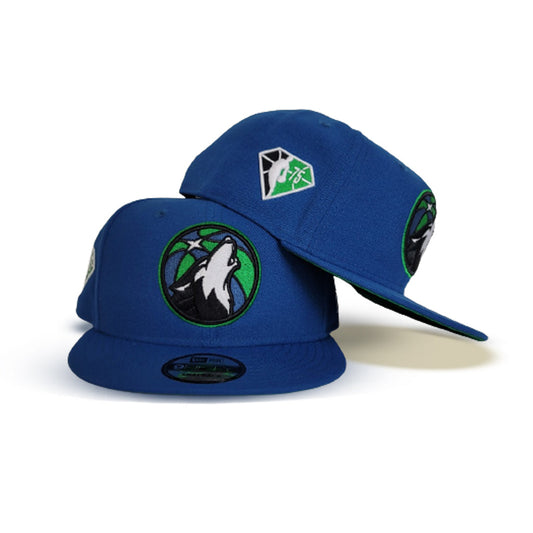 Sea Blue Minnesota Timberwolves Kelly Green Bottom 75th Anniversary Side Patch New Era 9Fifty Snapback