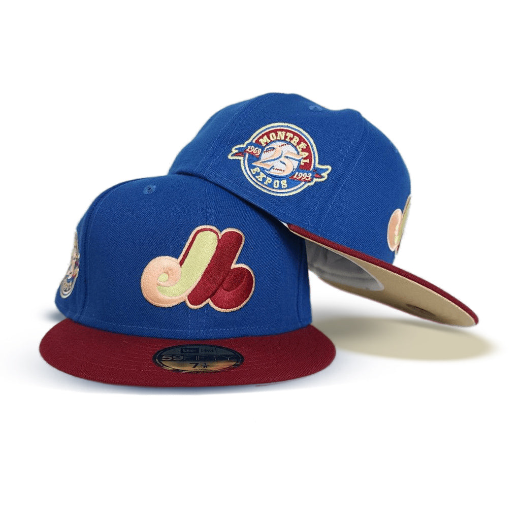 Sea Blue Montreal Expos Burgundy Visor Vegas Gold Bottom 25th Anniversary Side Patch New Era 59Fifty Fitted