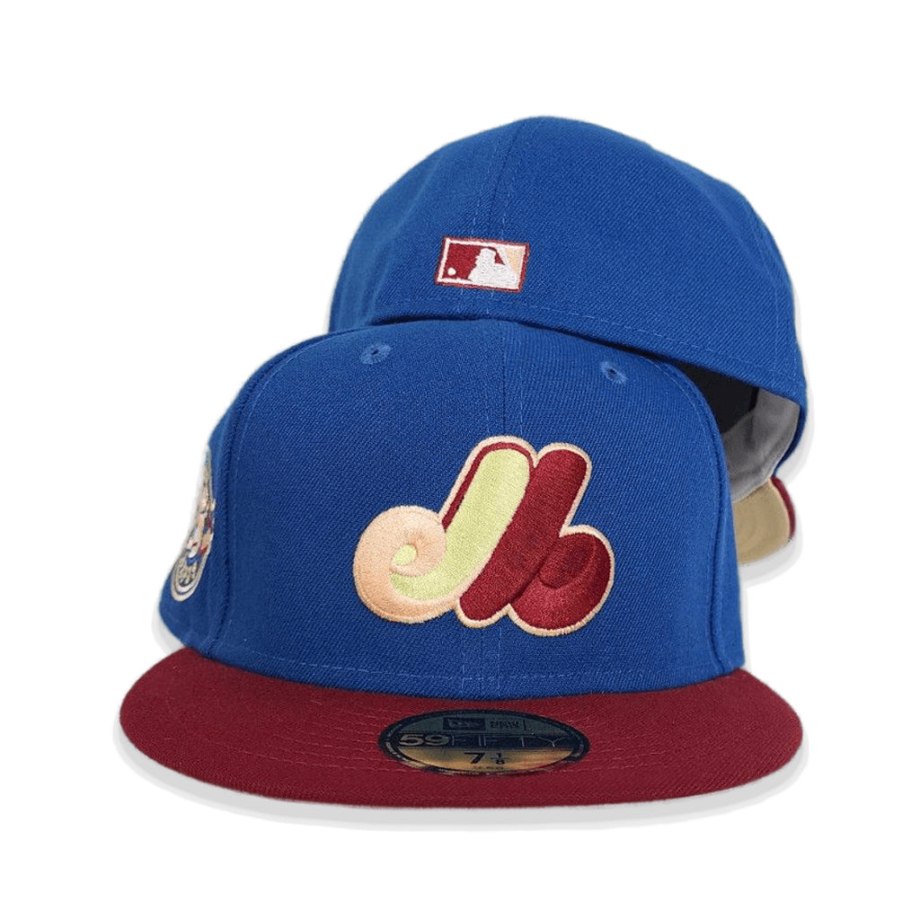Sea Blue Montreal Expos Burgundy Visor Vegas Gold Bottom 25th Anniversary Side Patch New Era 59Fifty Fitted