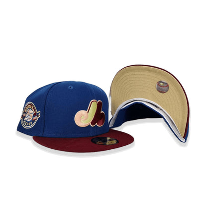 Sea Blue Montreal Expos Burgundy Visor Vegas Gold Bottom 25th Anniversary Side Patch New Era 59Fifty Fitted