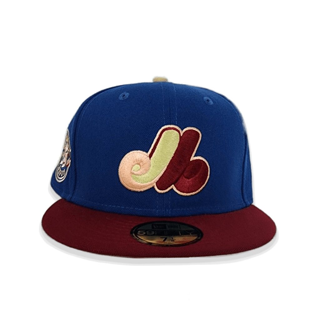 Sea Blue Montreal Expos Burgundy Visor Vegas Gold Bottom 25th Anniversary Side Patch New Era 59Fifty Fitted