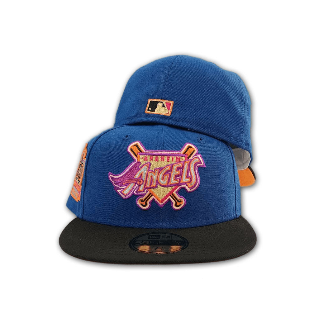 Sea Blue San Los Angeles Angels Black Visor Orange Bottom 50th Anniversary Side Patch New Era 59Fifty Fitted