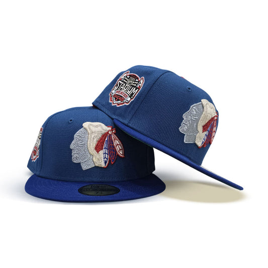Seashore Blue Chicago Blackhawks Royal Blue Visor Green Bottom 2014 Stadium Series Side Patch New Era 59Fifty Fitted