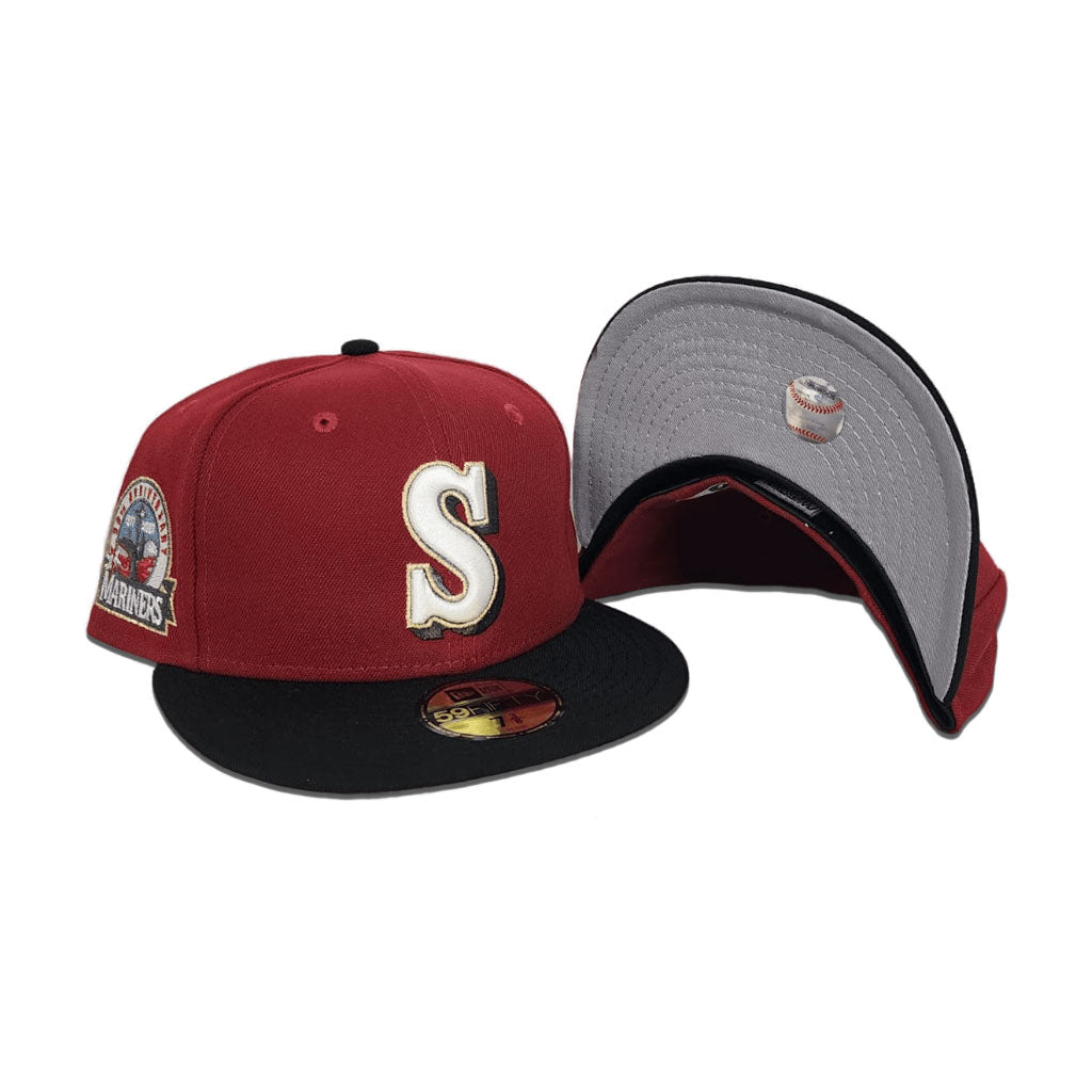 Brick Red Seattle Mariners Black Visor Gray Bottom 30th Anniversary Side Patch New Era 59Fifty Fitted