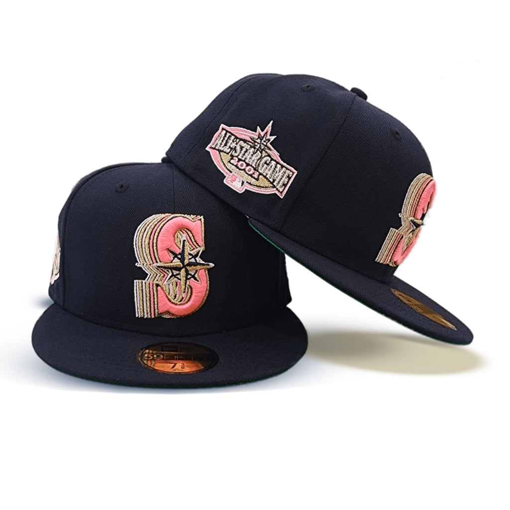 Navy Blue Seattle Mariners Green Bottom 2001 All Star Game Side Patch New Era 59Fifty Fitted