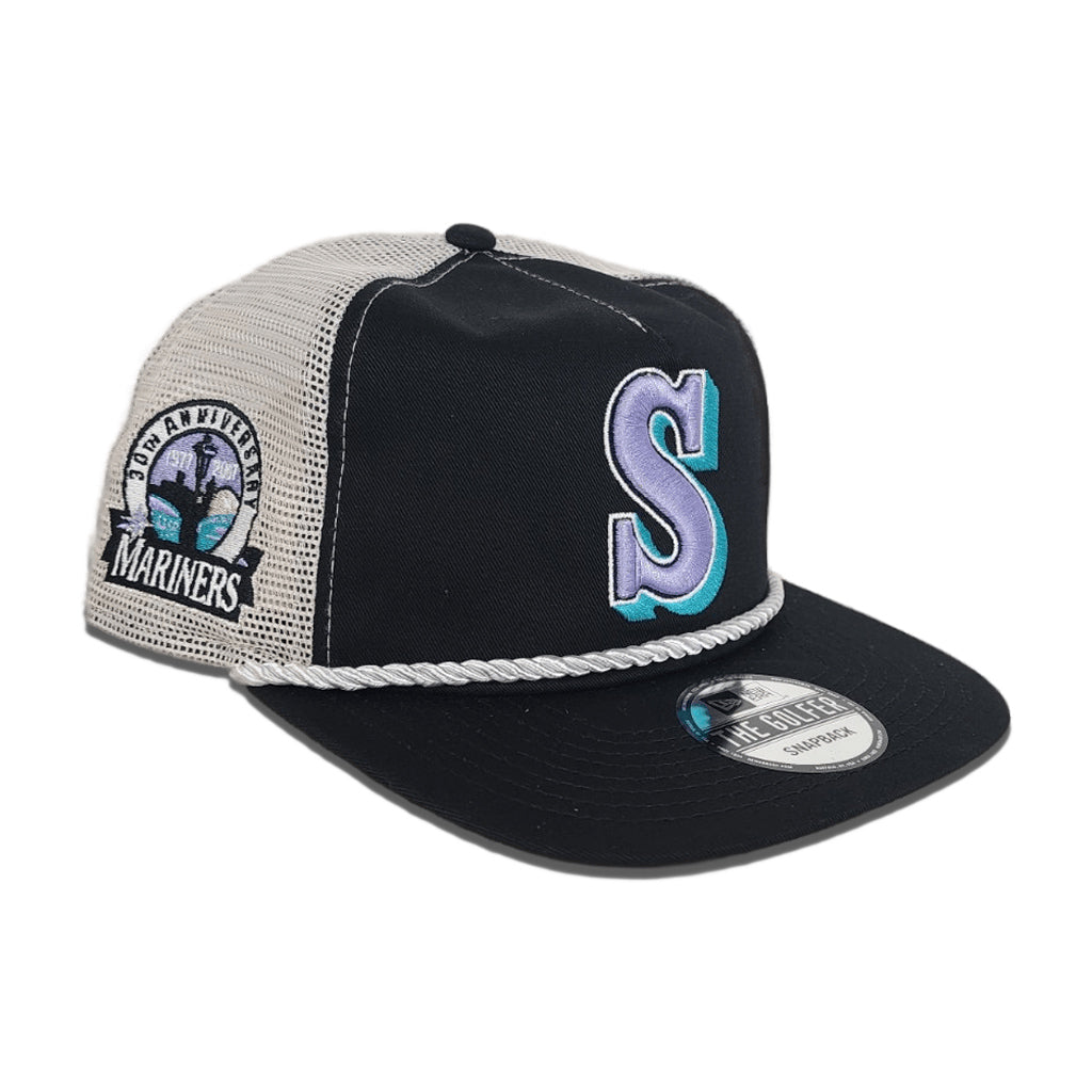 Black Seattle Mariners Stone Trucker Green Bottom 30th Anniversary Side Patch New Era Snapback