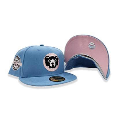 Sky Blue Chicago Cubs Pink Bottom A Century Wrigley Field Side Patch New Era 59Fifty Fitted