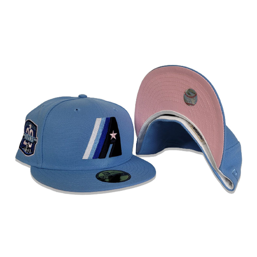 Sky Blue Houston Astros Pink Bottom 20th Anniversary Side patch New Era 59Fifty Fitted