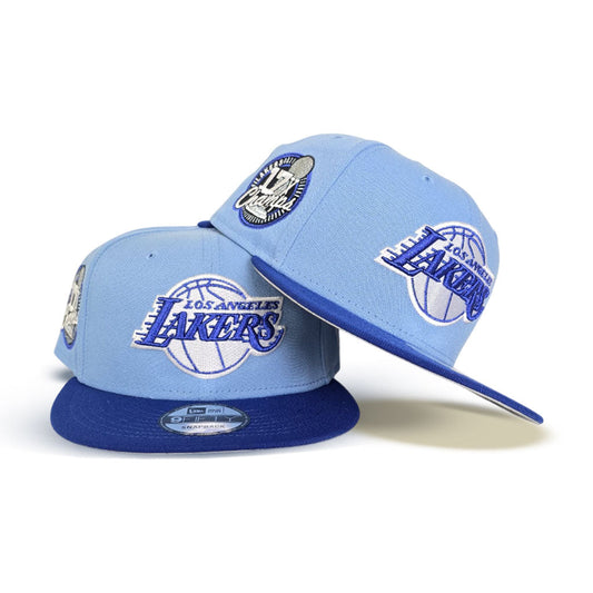 Sky Blue Los Angeles Lakers Royal Blue Visor Gray Bottom 17x Champions Side Patch New Era 9Fifty Snapback