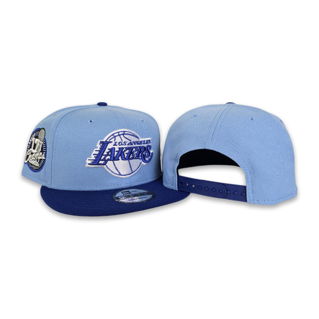 Sky Blue Los Angeles Lakers Royal Blue Visor Gray Bottom 17x Champions Side Patch New Era 9Fifty Snapback