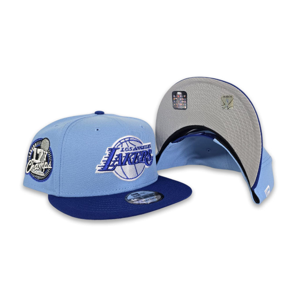 Sky Blue Los Angeles Lakers Royal Blue Visor Gray Bottom 17x Champions Side Patch New Era 9Fifty Snapback