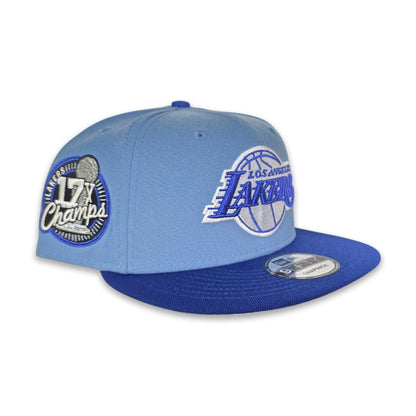 Sky Blue Los Angeles Lakers Royal Blue Visor Gray Bottom 17x Champions Side Patch New Era 9Fifty Snapback