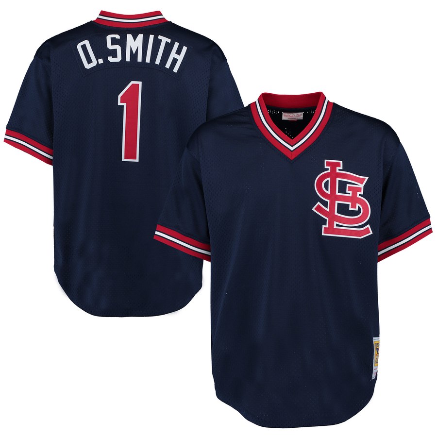 St. Louis Cardinals Ozzie Smith Mitchell & Ness Navy 1994 Authentic Mesh Batting Practice Jersey