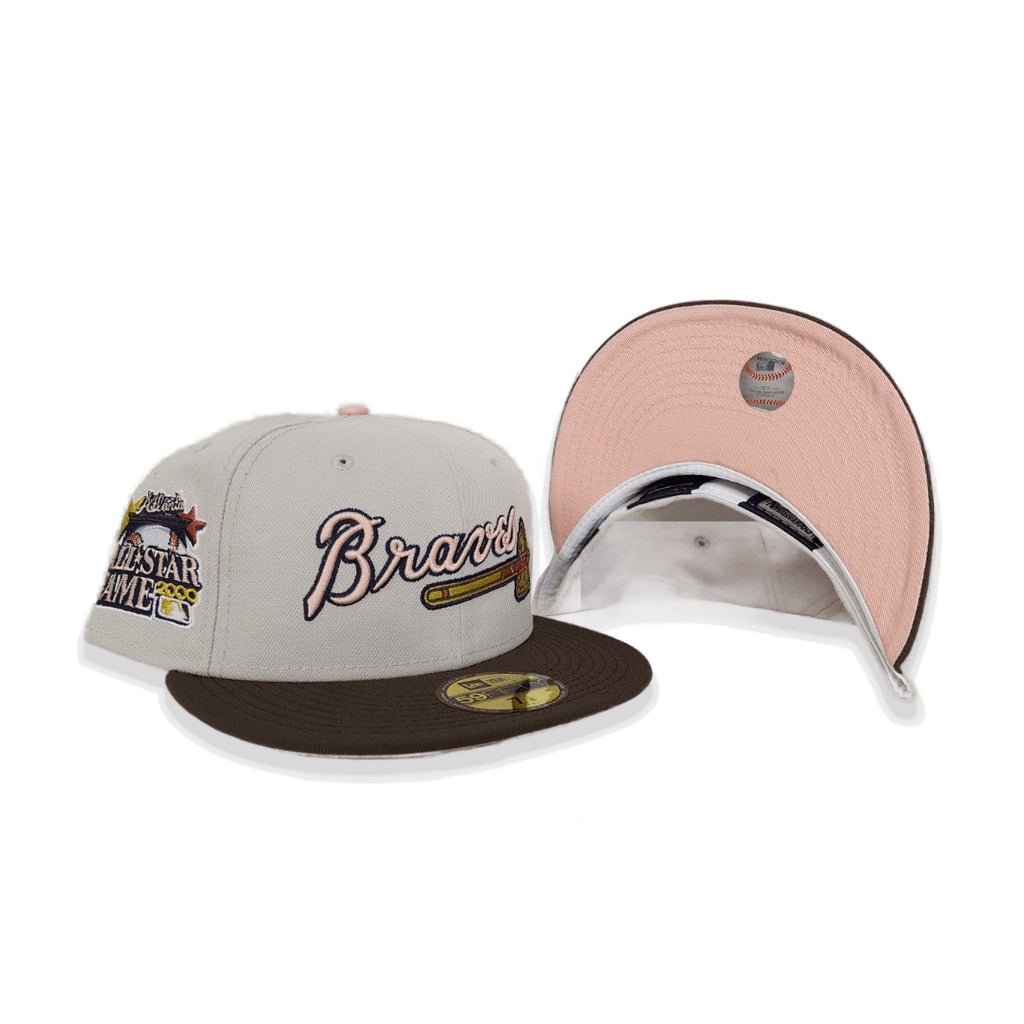 Stone Atlanta Braves Brown Visor Blush Bottom 2000 All Star Game Side Patch New Era 59Fifty Fitted