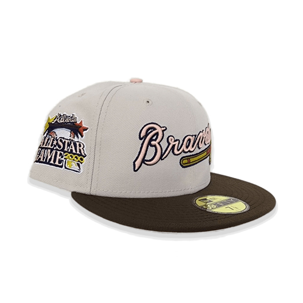 Stone Atlanta Braves Brown Visor Blush Bottom 2000 All Star Game Side Patch New Era 59Fifty Fitted