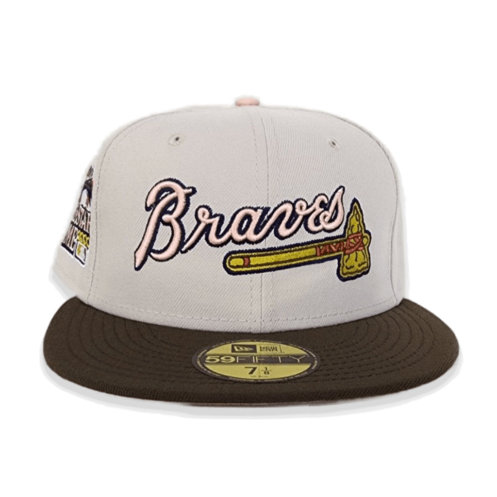 Stone Atlanta Braves Brown Visor Blush Bottom 2000 All Star Game Side Patch New Era 59Fifty Fitted