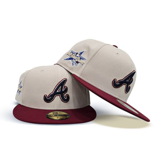 Stone Atlanta Braves Burgundy Visor Gray Bottom 2025 All Star Game Side Patch New Era 59Fifty Fitted