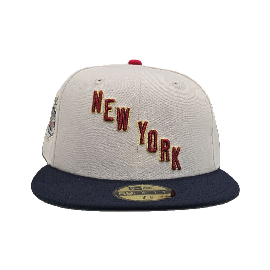 Stone New York Rangers Navy Blue Visor Green Bottom 2014 Stadium Series New York Side Patch New Era 59Fifty Fitted