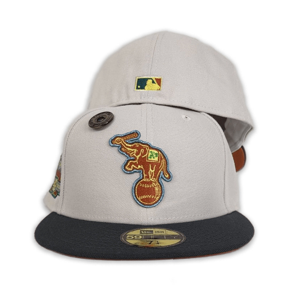 Stone Oakland Athletics Dark Gary Visor Rust Orange Bottom 40th Anniversary Side Patch New Era 59Fifty Fitted