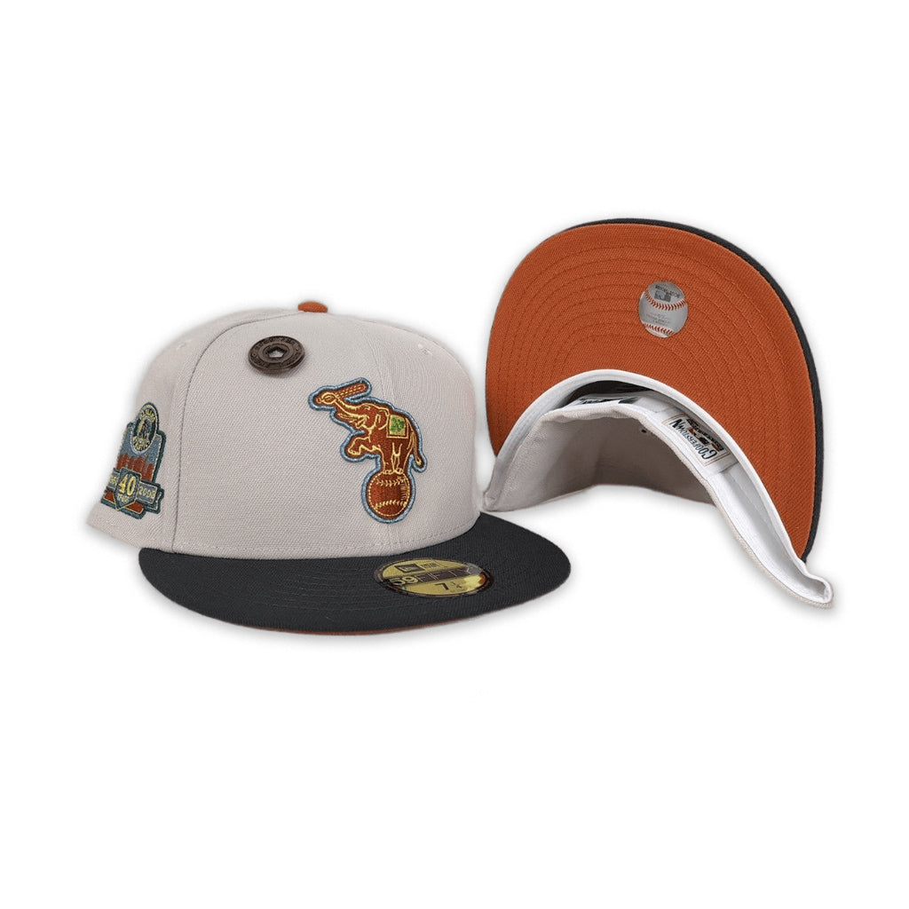 Stone Oakland Athletics Dark Gary Visor Rust Orange Bottom 40th Anniversary Side Patch New Era 59Fifty Fitted