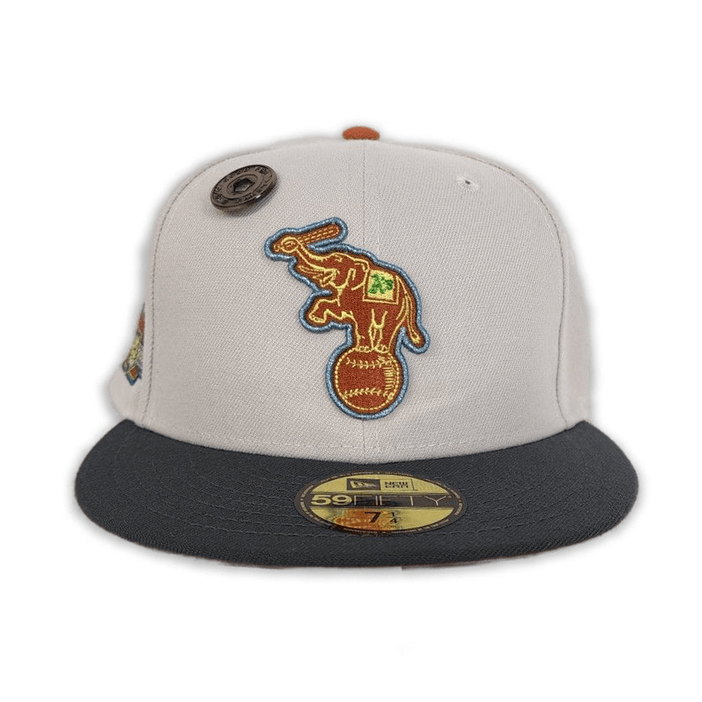 Stone Oakland Athletics Dark Gary Visor Rust Orange Bottom 40th Anniversary Side Patch New Era 59Fifty Fitted