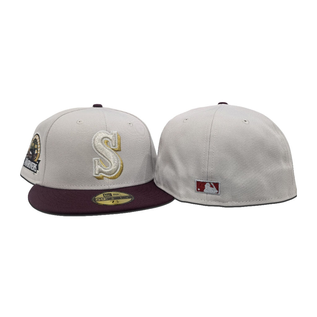Stone Seattle Mariners Maroon Visor Gray Bottom 30th Anniversary Side Patch New Era 59Fifty Fitted
