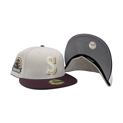 Stone Seattle Mariners Maroon Visor Gray Bottom 30th Anniversary Side Patch New Era 59Fifty Fitted