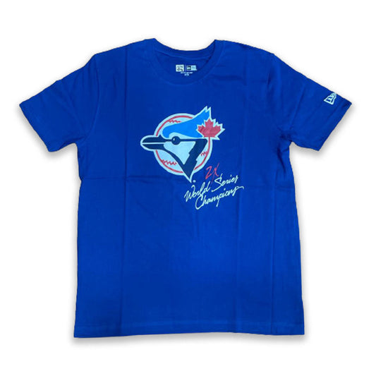 ROYAL BLUE TORONTO BLUE JAYS 2X WORLD SERIES CHAMPIONS NEW ERA SHORT SLEEVE T-SHIRT