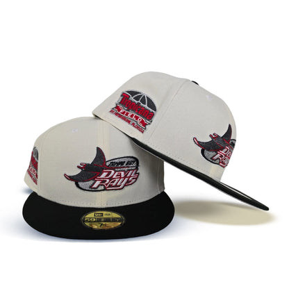 Off White Tampa Bay Rays Black Visor Gray Bottom Tropicana Field Side Patch New Era 59Fifty Fitted