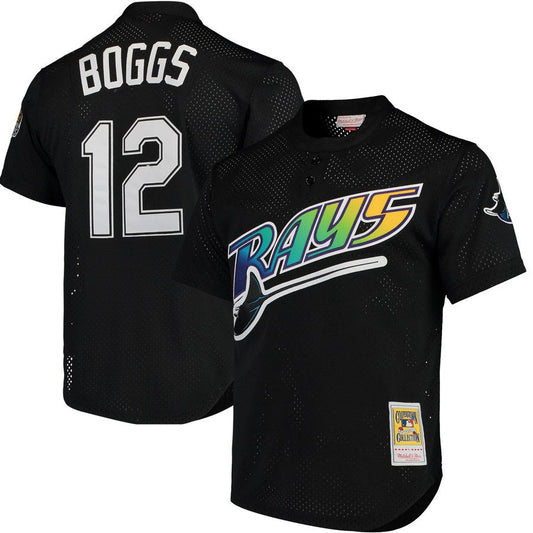 Tampa Bay Rays Wade Boggs Mitchell & Ness Black Cooperstown 1991 Mesh Batting Practice Jersey