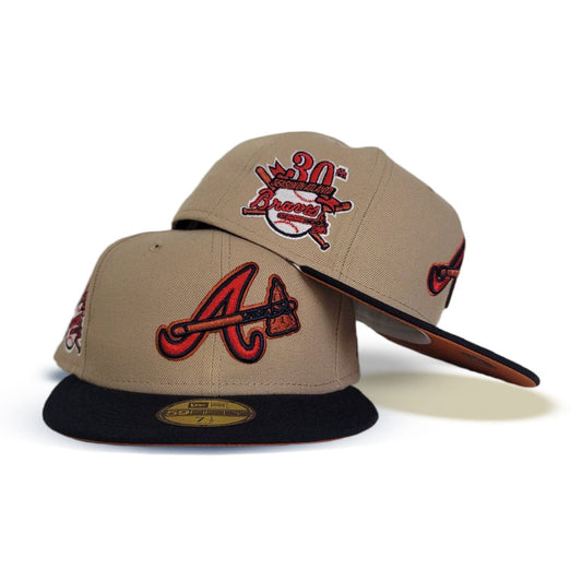 Tan Atlanta Braves Navy Visor Rust Orange  Bottom 30th Season Side Patch New Era 59Fifty Fitted