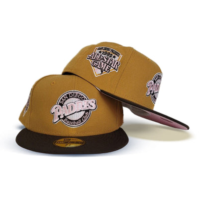 Tan San Diego Padres Brown Visor Pink Bottom 1992 All Star Game Side patch New Era 59Fifty Fitted