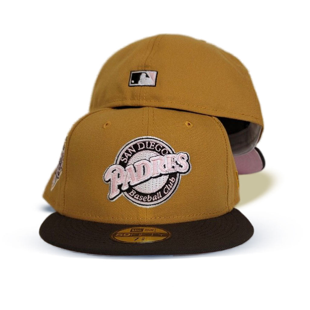Tan San Diego Padres Brown Visor Pink Bottom 1992 All Star Game Side patch New Era 59Fifty Fitted
