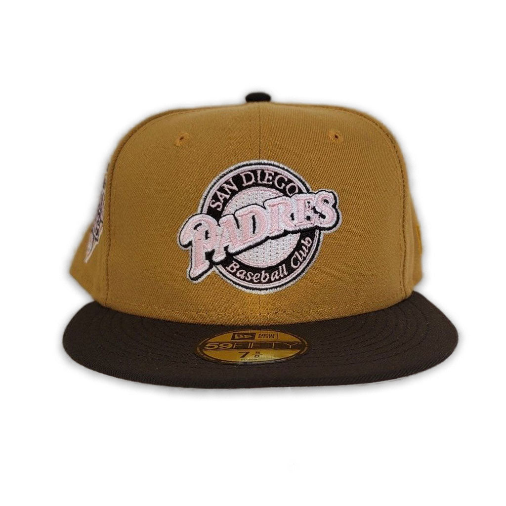 Tan San Diego Padres Brown Visor Pink Bottom 1992 All Star Game Side patch New Era 59Fifty Fitted