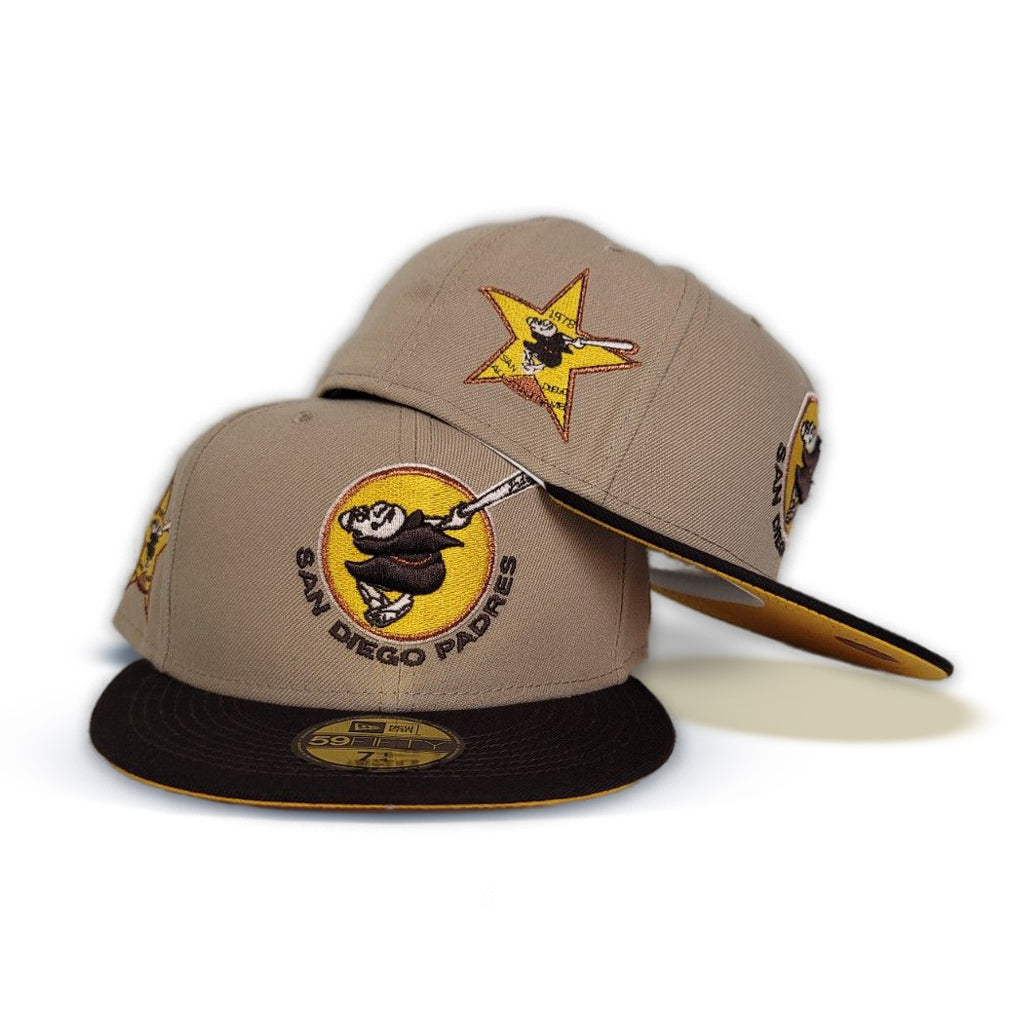Tan San Diego Padres Brown Visor Yellow Bottom 1978 All Star Game Side patch "Oatmeal Collection" New Era 59Fifty Fitted