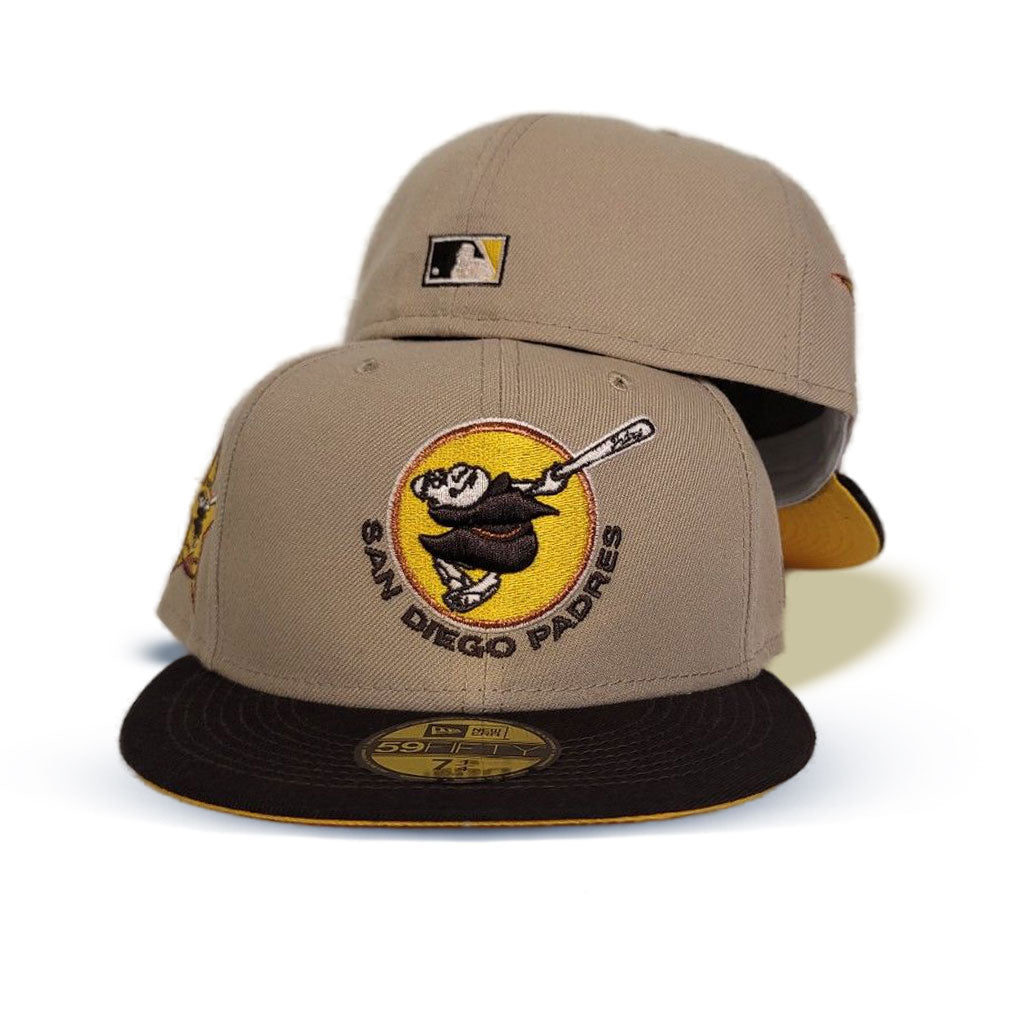 Tan San Diego Padres Brown Visor Yellow Bottom 1978 All Star Game Side patch "Oatmeal Collection" New Era 59Fifty Fitted