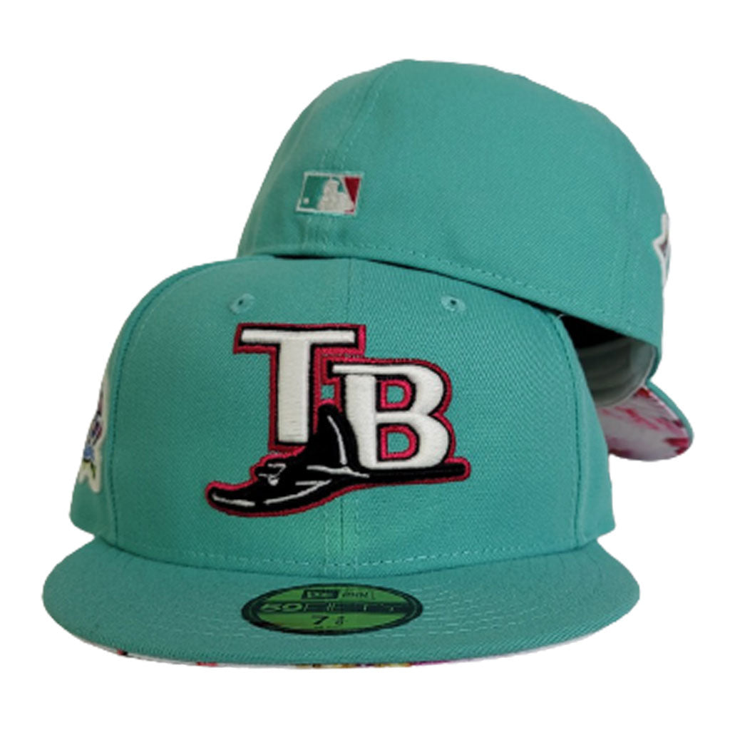 Teal Tampa Bay Rays Floral Bottom 10th Seasons New Era 59Fifty Fitted