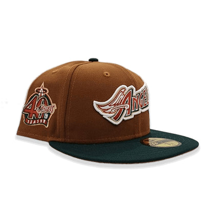 Toast Los Angeles Angels Dark Green Visor Rust Bottom 40th Season Side Patch New Era 59Fifty Fitted