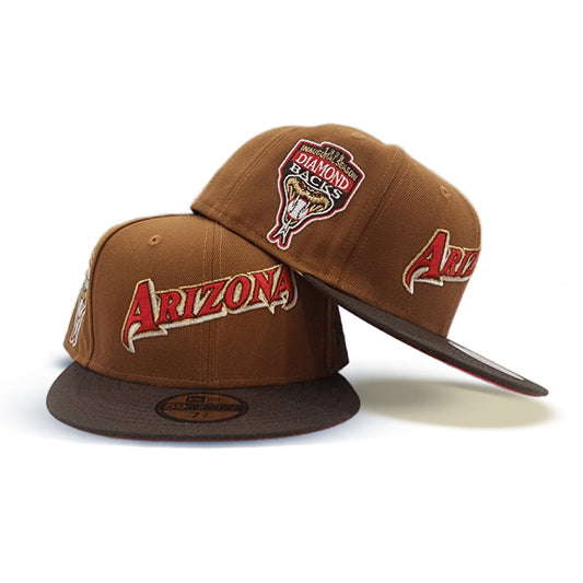 Toast Script Arizona Diamondbacks Brown Visor Red Bottom 1998 Inaugural Season Side Patch New Era 59Fifty Fitted